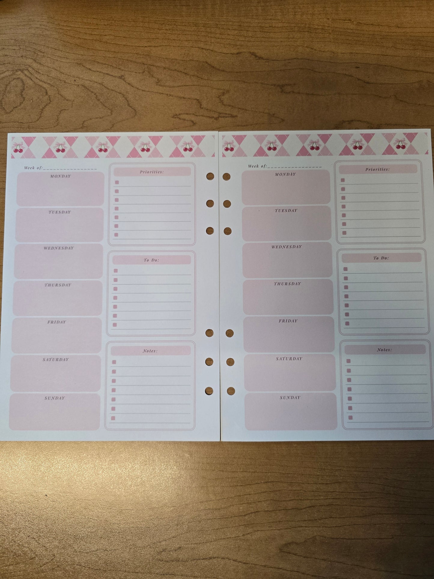 Cherries & Bows Undated Weekly