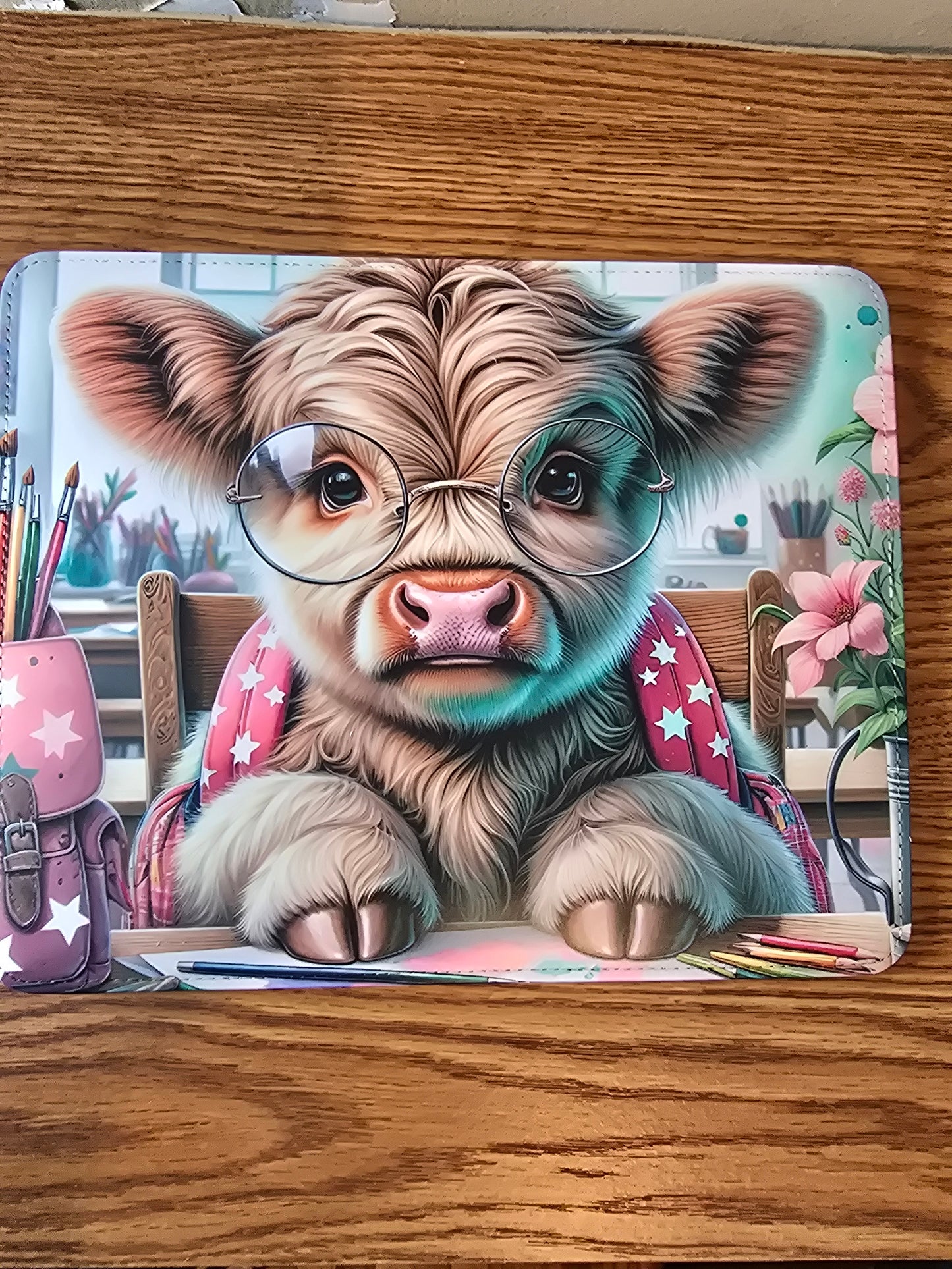 Cow with glasses Mousepad
